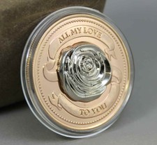3D - ROSE GOLD Medaille  Love Forever  Rose der Liebe  40 mm mit Kapsel Hochzeit