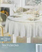 Tischdecke Weihnachten Weiß Muster Dekoration Tisch Decke 160x220 oval Polyester
