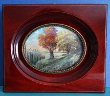 J.Niklas Miniatur Lupenmalerei Gemälde Landschaft "An den Ufern des Ebro"