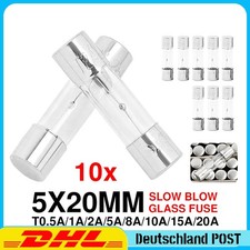 10x Universal 250V 5x20mm 0.5-20A Glassicherung Feinsicherung G-Sicherung