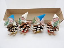 +DDR+ Weihnachten / Figur / Zapfenmännchen / Ski /  OVP / Sebnitz c1960 TOP!