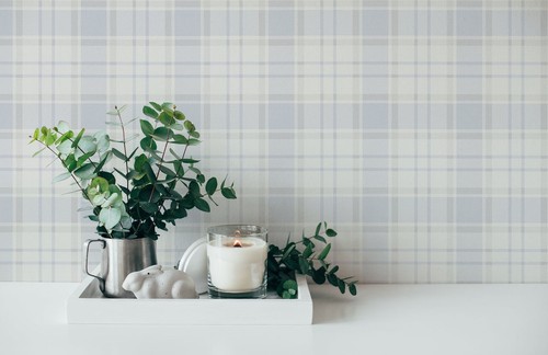 Vliestapete cremeweiß blau - vliestapete,