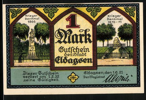 Notgeld eldagsen 1921 mark - notgeld,