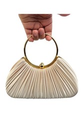 Damen-Clutch Satin plissiert