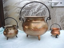 Konvolut Kupfer, Kessel 3 Bein Hexenkessel Dreibein, Blumentopf Larp Pott Antik