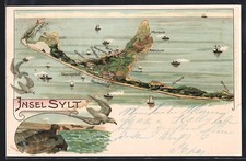 Künstler-AK Sylt, Landkarte
