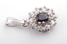Saphir Anhänger 925 er Sterling Silber Safir Kristall -