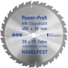 HM-Kreis-Sägeblatt 400 x 30 mm 28 Zahn FF nagelfest mit Spanabweiser Bauholzsäge