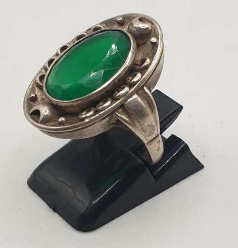 Ring silber 800 grüner - 800, stein