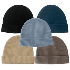 100% Kaschmir Beanie Mütze Unisex Wintermütze Strickmütze mit Rippumschlag