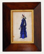 feines Aquarell einer chinesischen Schule aus dem 19. Jahrhundert - Porträt e...