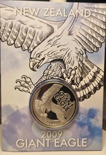 1 oz Silbermünze Neuseeland Giant Eagle 2009 Silber 1 Dollar BU im Blister OVP