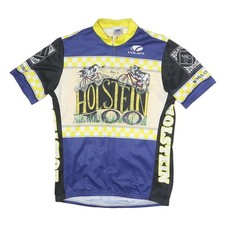 VOLEA Herren T-Shirt blau schwarz & gelb Holstein Grafik L Kurzarm 1/4 Reißverschluss