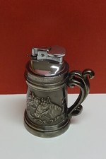 Altes PFERDE Pferd Zinn Tischfeuerzeug Gasfeuerzeug Lighter Brennt!