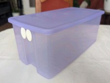 Tupperware A135 PrimaKlima,großer Behälter mit Auffangrillen,gebr,lila,Obst+Gemü