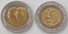 Thailand 10 Baht Gedenkmünze 2010 Rechnungshof Y# 497 unz.
