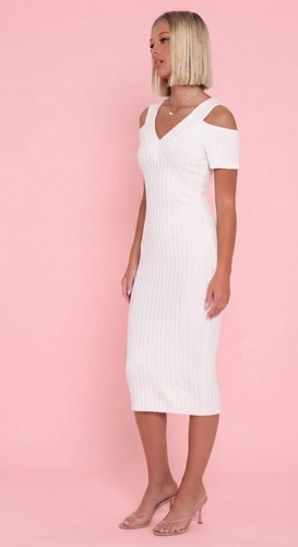 Elegantes rippstrick midikleid - elegantes, rippstrick-midikleid