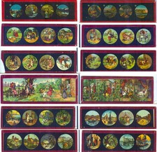 12 HERRLICHE LATERNA MAGICA-GLASBILDER=sehrLUSTIGE GESCHICHTEN-MÄRCHEN-ABENTEUER