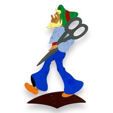 1950er Schlaghosen-Schneider Ravi-Kunst Figur Alt Schere Deko Märchen-Holzbild 