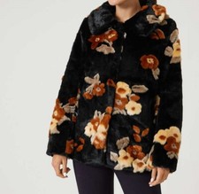 Jacke schwarz 46 Damen Webpelz in Blumenjacquard UVP:199,99 € 3.141