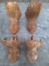 Antik Vintage aufgearbeitet 4er Set Gusseisen schwarz Kugel & Kralle Badefüße  