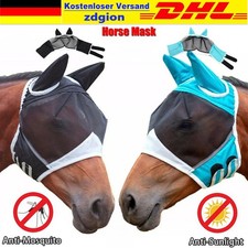 Pferd Anti Fliegenmaske Kapuze Vollgesichtsnetz Schutz Pferdemaske Anti-UV🐴
