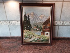 Großes Gobelinbild Bild Handarbeit gerahmt Gobelinstickerei TOP