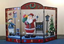 Weihnachtliches 3-teiliges Funkenschutzgitter für den Kamin – Metall Ausführung