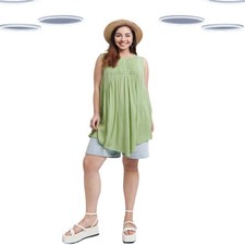 Ex Joe Browns Damen Häkelspitze Taschentuchsaum Crinkle Tunika in Grün