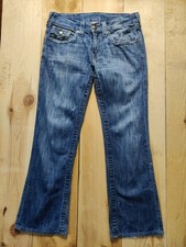TRUE RELIGION JEANS Leder Logo W31 L31 BLAU BILLY SUPER T BOOTCUT DENIM 31x31
