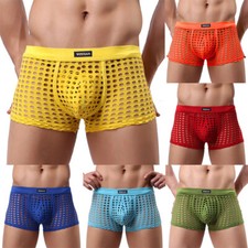 Herren-Mesh-Boxershorts Atmungsaktive Unterwäsche Netz-Bikini-Tangas! х