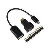 Raspberry Pi Zero Mini-HDMI Stecker auf HDMI Buchse + Micro USB auf USB + Stecker GPIO