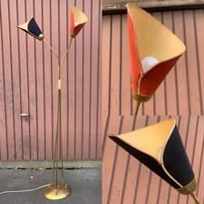 Stehlampe 50er Jahre Tütenlampe Midcentury Design Messing Rockabilly vintage alt