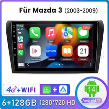 Android 14 6+128G 9" Autoradio GPS Navi Für Mazda 3 2004-2009 BK WIFI BT Carplay