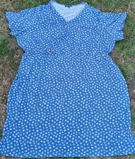 Sommerkleid Streublumen - Gr. 3XL ( 56/58) - Jeansblau - Wckel-Optik  Lagenlook