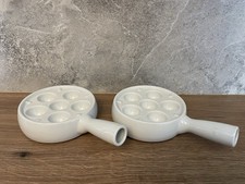 2 Schneckenpfännchen Schneckenpfanne Schneckenplatte für Schnecken Keramik Weiß