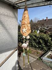 Beiges  Muschel Windspiel Mobile Keramik Bambus Gartenkeramik Gartenstele