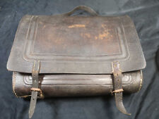 Antike Echtleder-Aktentasche 1900–1935 mit entferntem Schild Vintage Original