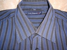 Mc Panthon Hemd L Blau Schwarz Hellblau Gestreift #E9044