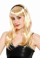 Perücke Damen Frau Karneval niedlich blond goldblond glatt Pony Haarreif 91778