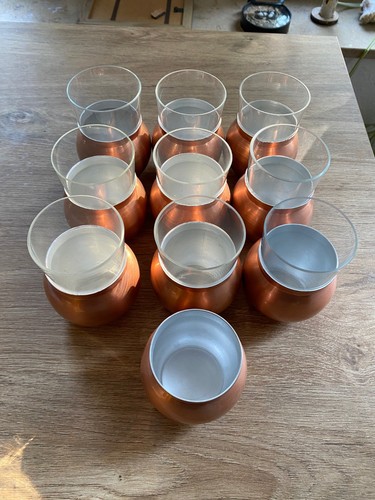 Vintage becher glas metall - 9,5,