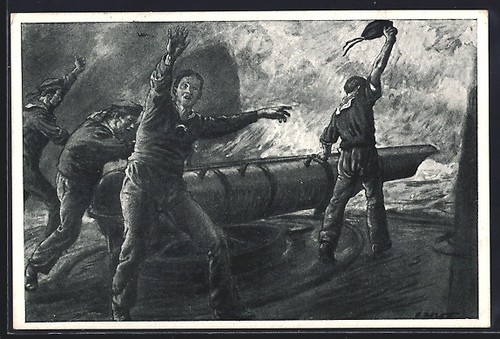 Künstler kriegsschiff - künstler-ak,