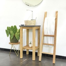 Teakholz Waschtisch Waschbeckenunterschrank inkl. Marmor Platte wohnfreuden