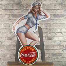 COCA-COLA Emailschild 28,3x17,7" (72x45cm) Getränk alt aussehende Werbeschild...