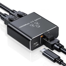 LAN Splitter 1 auf 2 Gigabit Ethernet Switch 2-Port Netzwerk Kabel Verteiler