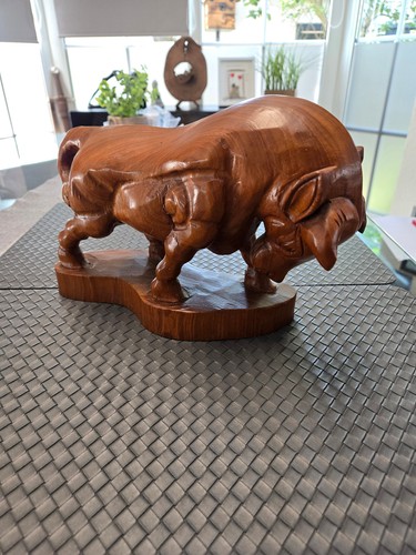 Holzskulptur stier massiv teak - stier,