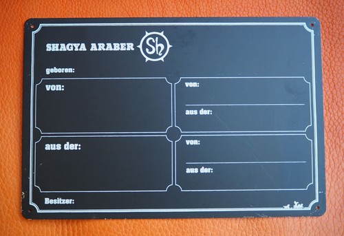 Stalltafel boxenschild shagya - boxenschild,