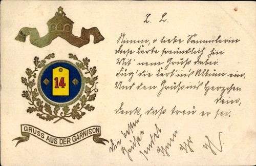 Regiment präge litho gruß - regiment,