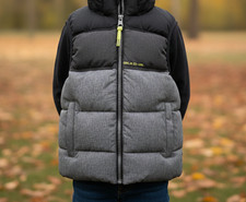 H&M Weste Gr. 110/116 Grau Schwarz abnehmbare Kapuze