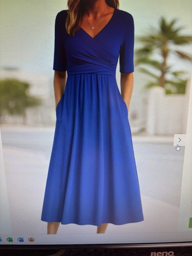 Damen crossover kleid - kleid, blau